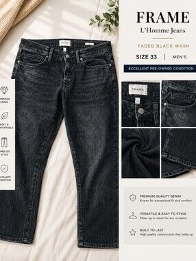 Frame Denim Men's Slim Washed Blue Jeans